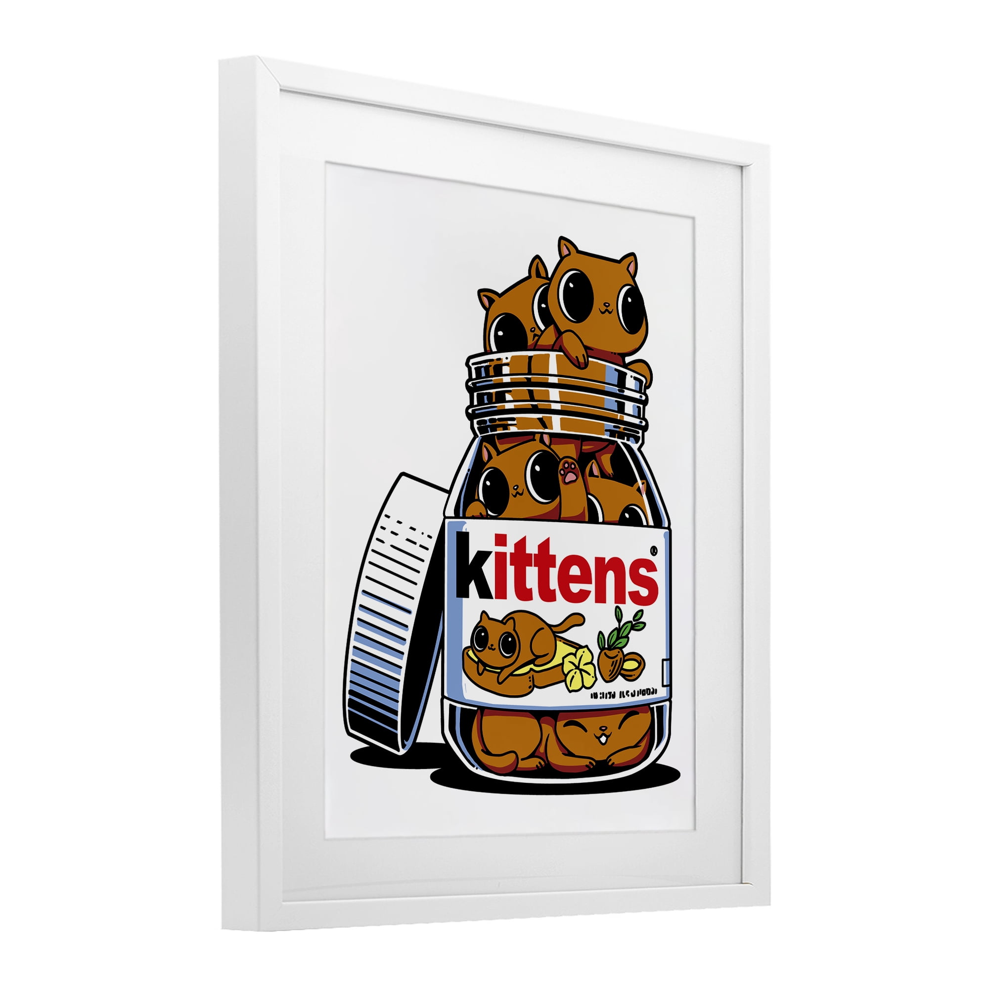 Stupell Industries Hazelnut Spread Cats White Framed Print Under Glass, design by Tobe Fonseca