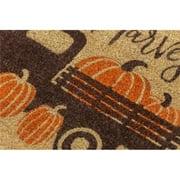 Entryways Happy Harvest Autumn Pumpkin Coir Indoor Outdoor Doormat, 17'' x 28'', Brown and Orange