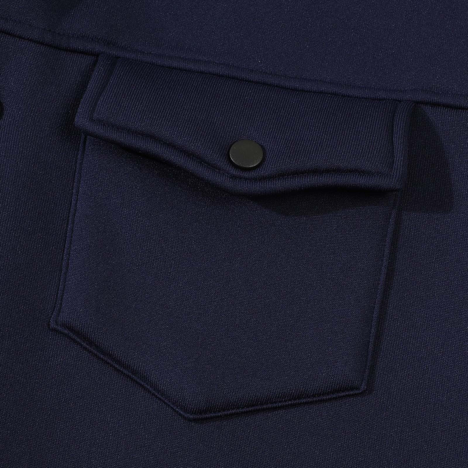 KeShDi Leather Jacket Mens Fleece Jacket Men Casual Fashion Snap Button Cardigan Flip Collar Pocket Long Sleeve Jacket Coat Navy 3X