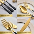 thumbnail image 4 of MDEALY 20-Piece Gold and Black Silverware Set for 4, 18/0 Stainless Steel Flatware Cutlery Utensils Set, Include Dinner Knives,Dinner Forks,Dinner Spoons,Salad Forks,Teaspoons,Dishwasher Safe, 4 of 7