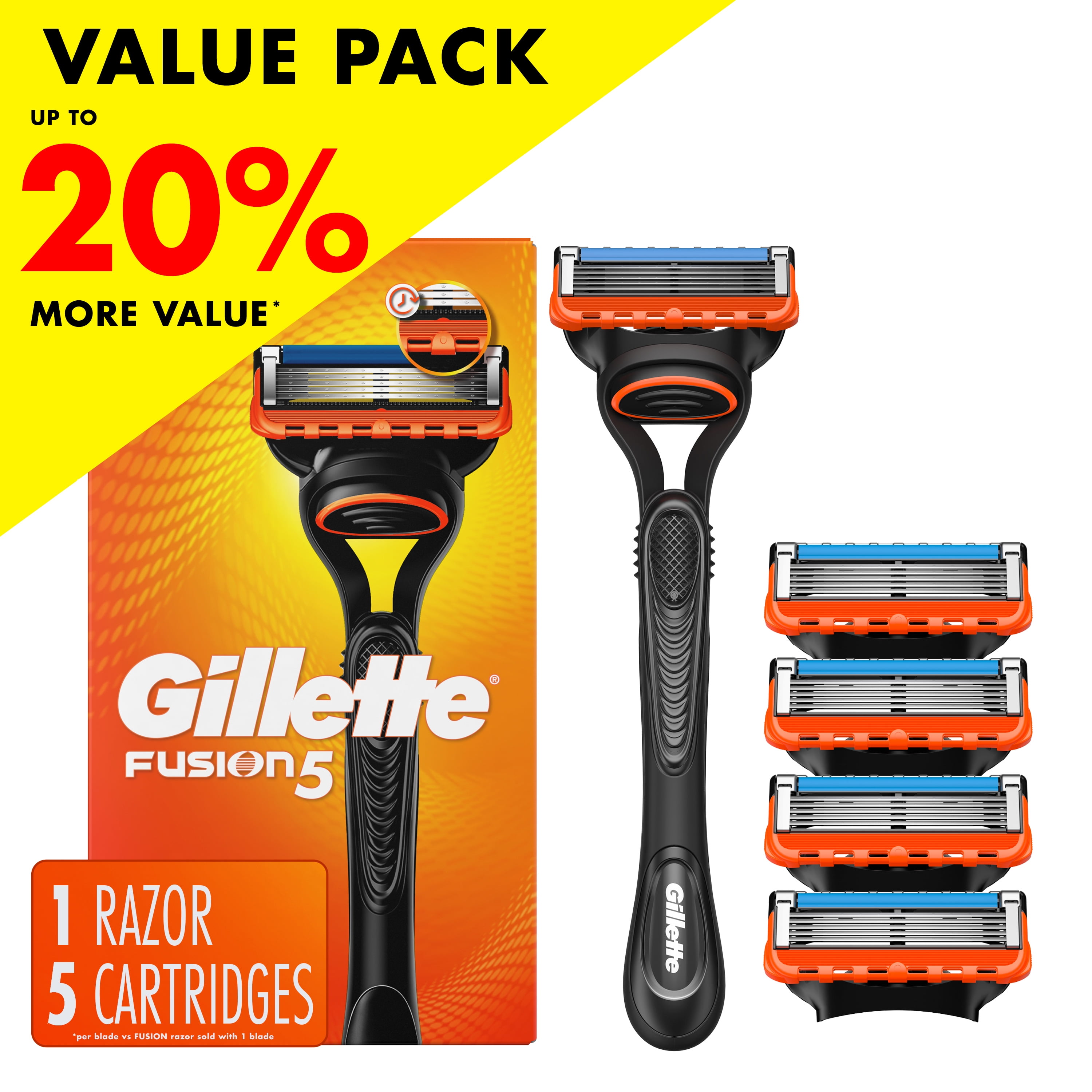 Gillette Fusion5 Men's Razor Value Pack, 1 Handle & Razor Blade Refills - Walmart.com