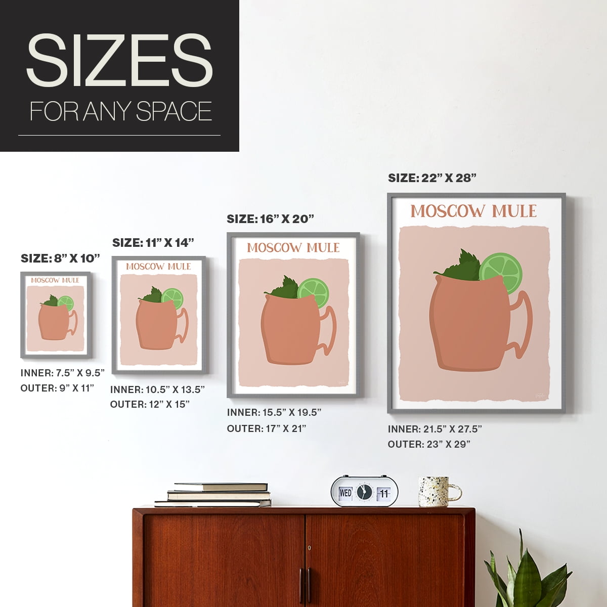 Moscow Mule in Gray Solid Wood 11 x 14 Framed Print