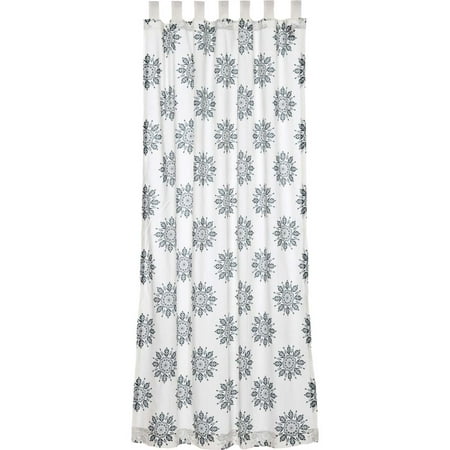 50 X 108 Drapes Marshmallow Indigo White Boho & Eclectic Curtains Mariposa Tab Top Cotton Tie Back(s) Cambric Medallion 84x50 Panel ()