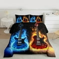 thumbnail image 2 of Manfei Blue Brown Guitsr King Size Comforter Sets,Music Theme Bedding Comforter Set,Musical Instruments Bedding Set For Kids,Ultra Soft Home Decor Reversible,3pcs, 2 of 8