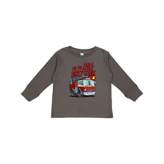 Inktastic Big Brother Fire Truck Boys Long Sleeve Toddler T-Shirt