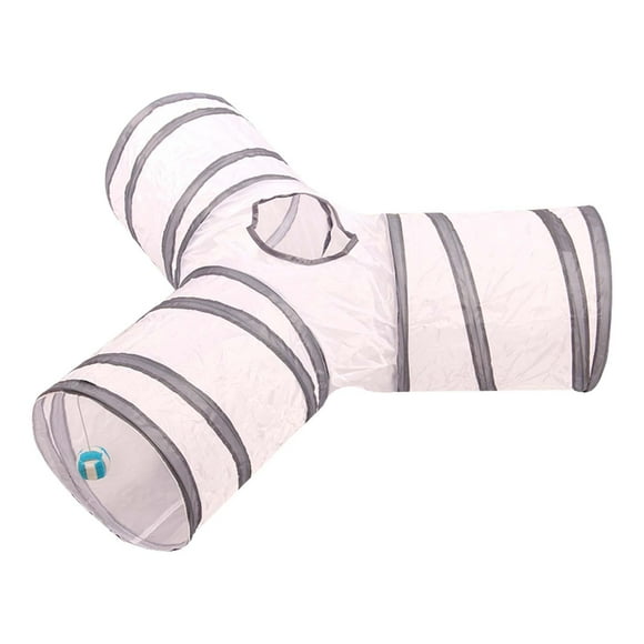 Túnel para gatos Salvador Tubo de túnel plegable con juguete orificio para pelota de Juego Gris Blanco