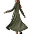 thumbnail image 6 of ZQUUVOU Women's Ribbed Sweater Dress Long Sleeve Round Neck Comfortable Maxi Tunic Business Casual Formal Outfits Olive Green, 6 of 8