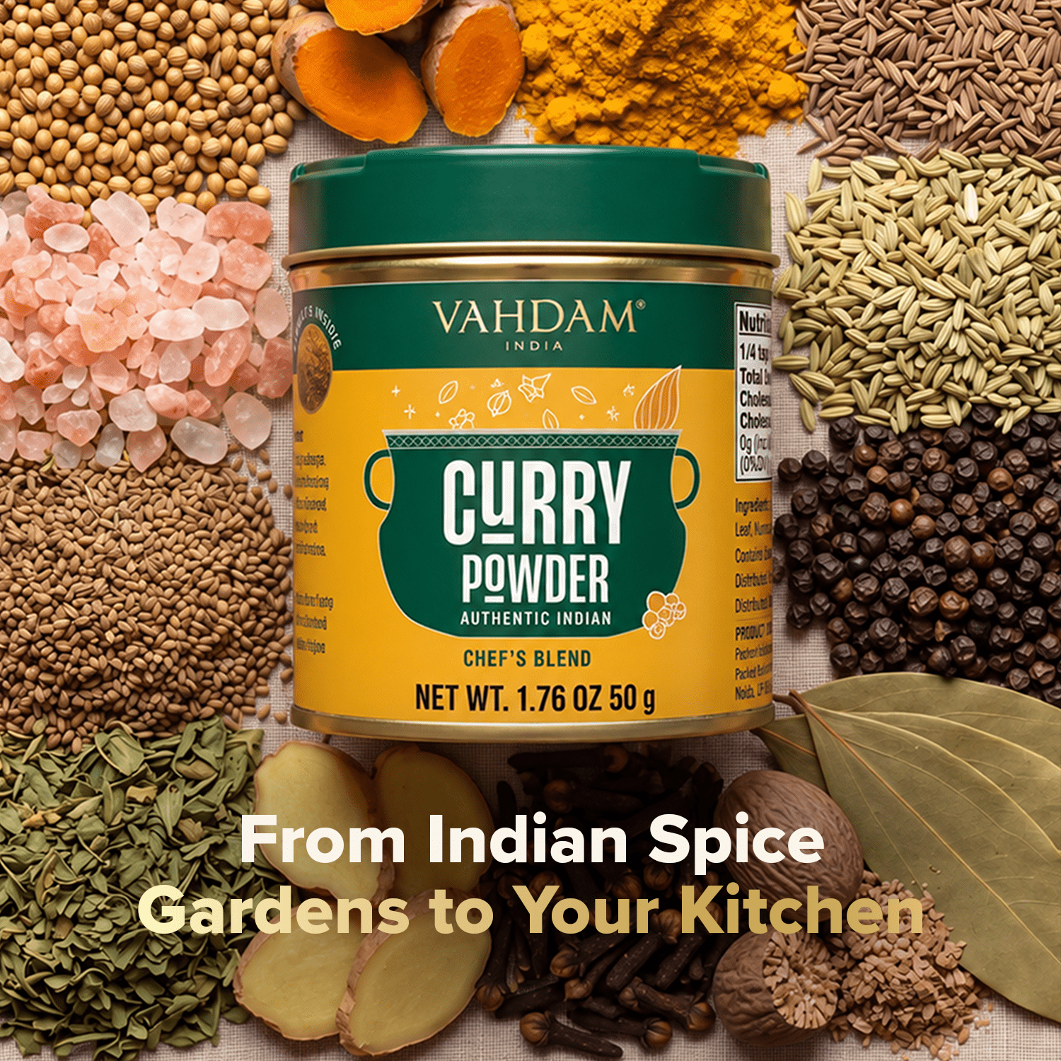 (3 pack) VAHDAM Curry Powder Spice Blend, 1.76 oz Tin | Authentic Indian Curry Seasoning with Coriander, Turmeric, Cumin & Fennel