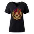 thumbnail image 6 of Craaazy Mardi Gras Shirts for Women Short Sleeve Casual Carnival Printed V-neck T-shirts Gifts, 6 of 6