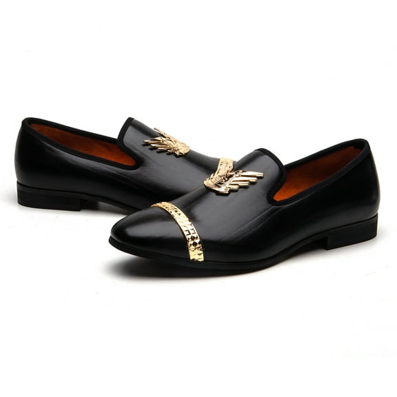 Men's Loafers | Fashion Classic | Wedding Dress Shoes for Men | Party Loafers, Black-08, 9.5 US