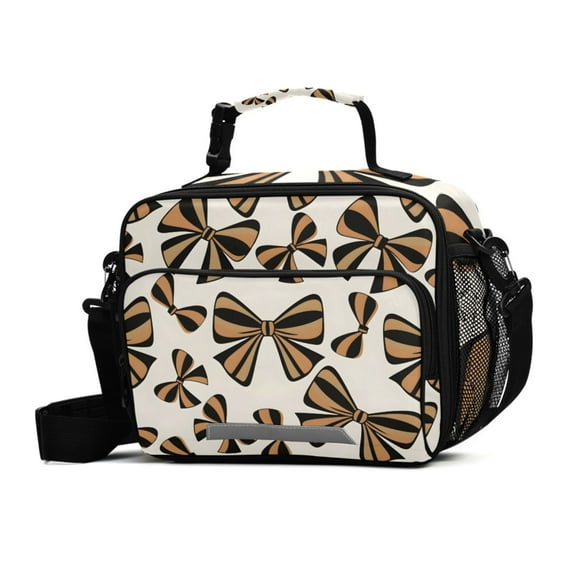 ALAZA Leopard Bows Lunch Box Insulated Cooler Bag Reusable Tote Bags Shoulder Strap