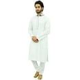 thumbnail image 2 of Atasi Men's White Kurta Pyjama Set Long Cotton Tunic Shirt Ethnic Wear-Small, 2 of 6