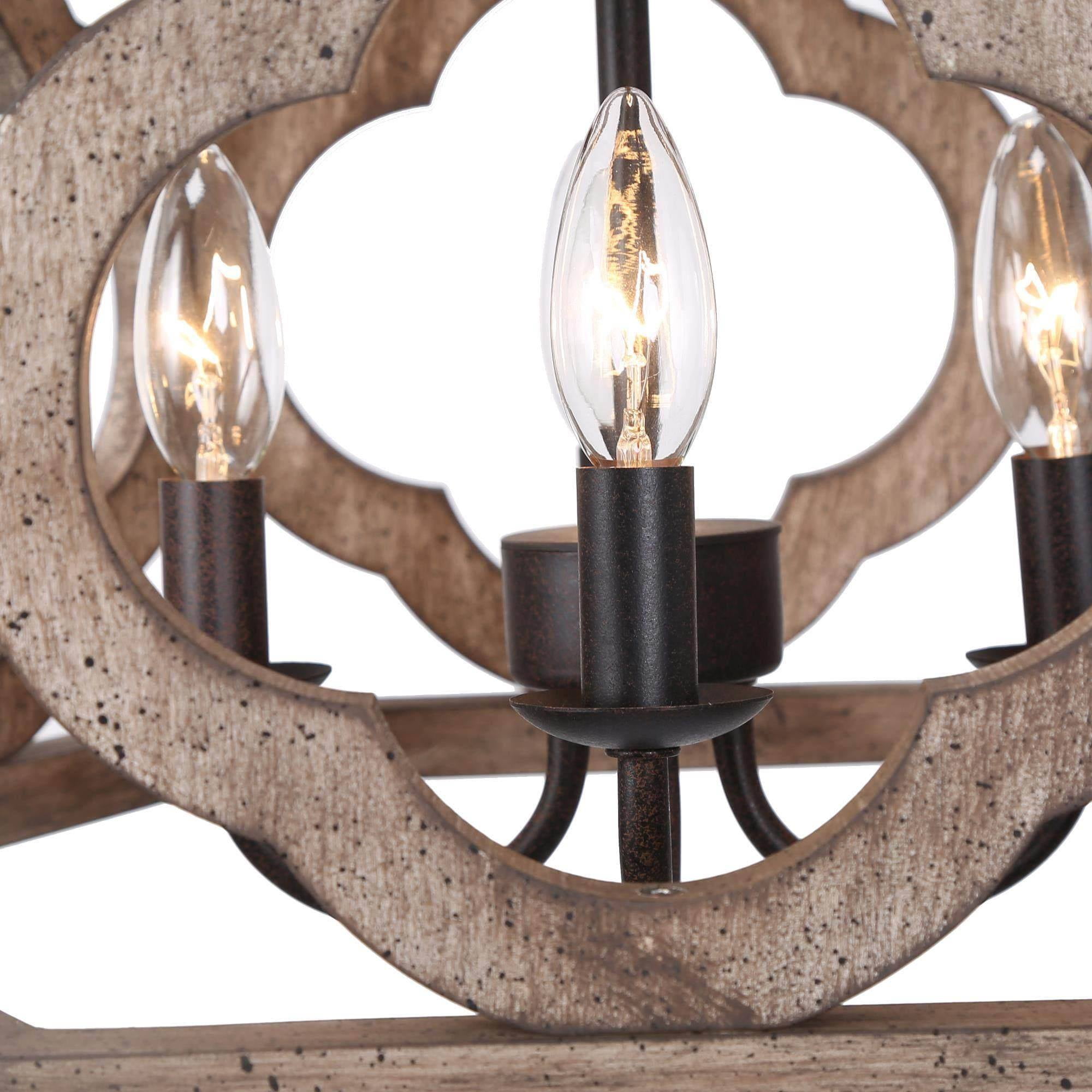LNC Quaint 4-Light Distressed Bronze Farmhouse Led Cage Chandelier