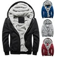 thumbnail image 2 of comerut Chic Men Warm Solid Color Hooded Long Sleeve Pocket Zip Up Coat Outwear Jacket, 2 of 8