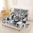 thumbnail image 2 of Homewish Skull Moth Damask Bed Sheets,Gothic Halloween Full Size Sheets,White Black,4 Pieces,1 Flat Sheet, 1 Fitted Sheet and 2 Pillowcases, 2 of 6