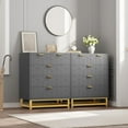 thumbnail image 2 of Modern 5 Drawer Dresser, Wide Chest with Gold Metal Legs & Handles, Wood Storage Organizer for Bedroom, Living Room, Hallway, Grey, 2 of 6