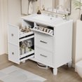 thumbnail image 2 of Euroco 30" Freestanding Bathroom Vanity with Flip-Out Drawer and Ceramic Sink, Soft-Close Drawers, Solid Wood Legs – Pre-Drilled for 8" Widespread Faucet, 2 of 9