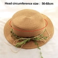 thumbnail image 2 of 56-58 cm hat circumference female rattan straw hat summer hat outdoor sunshade beach hat sunscreen flat top hat foldable - Khaki, 2 of 5