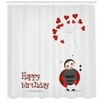 thumbnail image 3 of Ambesonne Birthday Party Shower Curtain, Birthday Ladybug, 69"Wx70"L, White Black and Red, 3 of 3