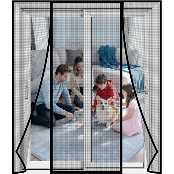 Digram Magnetic Screen Door Upgraded polyethylene Terephthalate Mesh,Double Closure for Sliding Door,Patio Door,Fit Size 72" X 80"