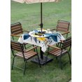 thumbnail image 4 of Outdoor Tablecloth with Umbrella Hole for Patio/Picnic/Party/Camping, Farmhouse Bees Waterproof Table Cloth Square Cover Washable, Spring Summer Flowers Blossom Watercolor (60"x 60"), 4 of 8