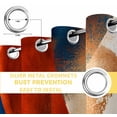 thumbnail image 6 of Navy Blue Burnt Orange Blackout Curtains for Bedroom/Living Room, Thermal Insulated Kitchen Curtains, Artwork Geometric Retro Grommet Darkening Window Treatment Drapes 42"x84"x2, 6 of 8