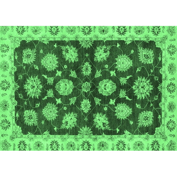 Ahgly Company Indoor Rectangle Oriental Emerald Green Traditional Area Rugs, 7' x 10'