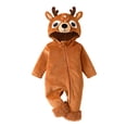 thumbnail image 3 of Otqutp Baby Deer Full Zip Hooded Bodysuit Soft Plush Animal Jumpsuit Newborn Long Sleeve Warm Romper Casual Infant Outfit for Halloween, 3 of 8
