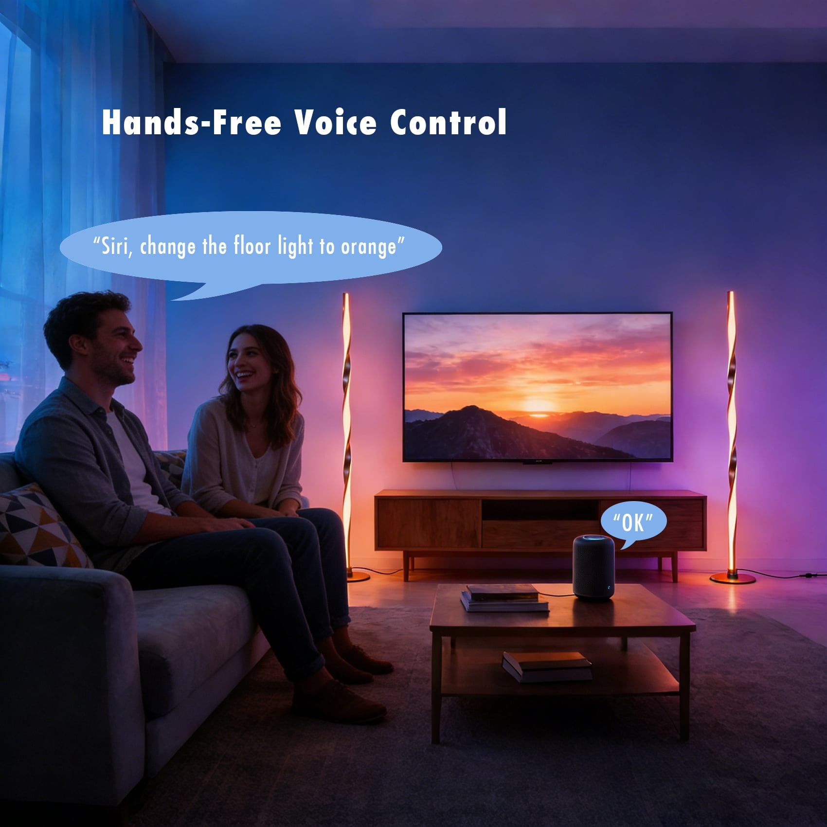 Smart RGBWIC Floor Lamp Modern Gold Floor Lamp with Music Sync and 16 Million DIY Colors