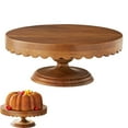 thumbnail image 2 of Scallop Acacia Wood Cake Stand The Vermicelli Cake Stand Use The Vermicelli Cake Stand To Rustic Charm And To Your Dessert Display., 2 of 7