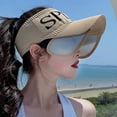 thumbnail image 4 of Sombreros de verano para mujer, sombrero plegable para el sol, visera de flores y perlas, gorra flexible para mujer, béisbol informal al aire libre, color rosa Rojo Verde Cocina, Decoración y Otros, 4 of 4