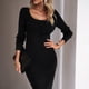 thumbnail image 5 of Vestido de punto elegante, vestido suéter de punto acanalado, largo, 5 of 6