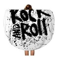 thumbnail image 1 of LADDKA 60 inch Round Beach Towel Blanket Roll Rock Music Hipster Vintage Label Effect Tee Stamp Travel Circle Circular Towels Mat Tapestry Beach Throw, 1 of 2