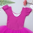 thumbnail image 4 of iEFiEL Kids Girls Ruffled Cap Sleeve Ballet Leotard Dancewear Sequined Ballet Dance Gymnastics Leotard Tutu Dress Rose Red 3-4, 4 of 8