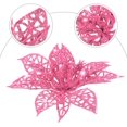 thumbnail image 4 of 24 Pcs Christmas Glitter Poinsettia Flowers Christmas Tree Ornaments Artificial Christmas Flowers Decorations with Clips - Rosa, 4 of 7