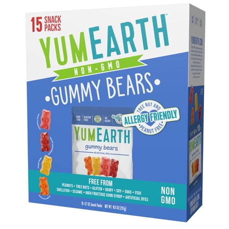 YumEarth Gluten Free Gummy Bears Snack Packs 15 ea