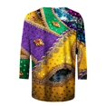 thumbnail image 5 of Outfmvch Chemises Mardi Gras pour Femmes, Manches 3/4 Hauts pour Femmes, Tenue Mardi Gras pour Femmes, Blouses pour Femmes, Hauts d'Entraînement pour Femmes, Tunique Graphique de Carnaval Manches 3/4 Col Rond Blouse Blanche 4TG, 5 of 5