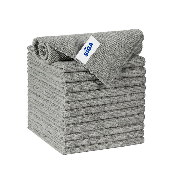 MR.SIGA Microfiber Cleaning Cloth, All-Purpose Microfiber Towels, Streak Free Cleaning Rags, Pack of 15, Gray, 11.8 x 11.8 inch