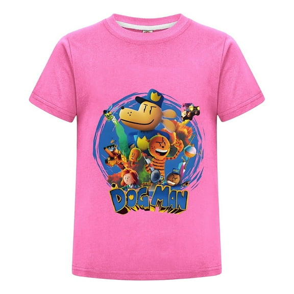 Dog Man Circle Frame Collage Kids Boys Girls Tee – Unique Artistic Comic Shirt Top for Young Readers