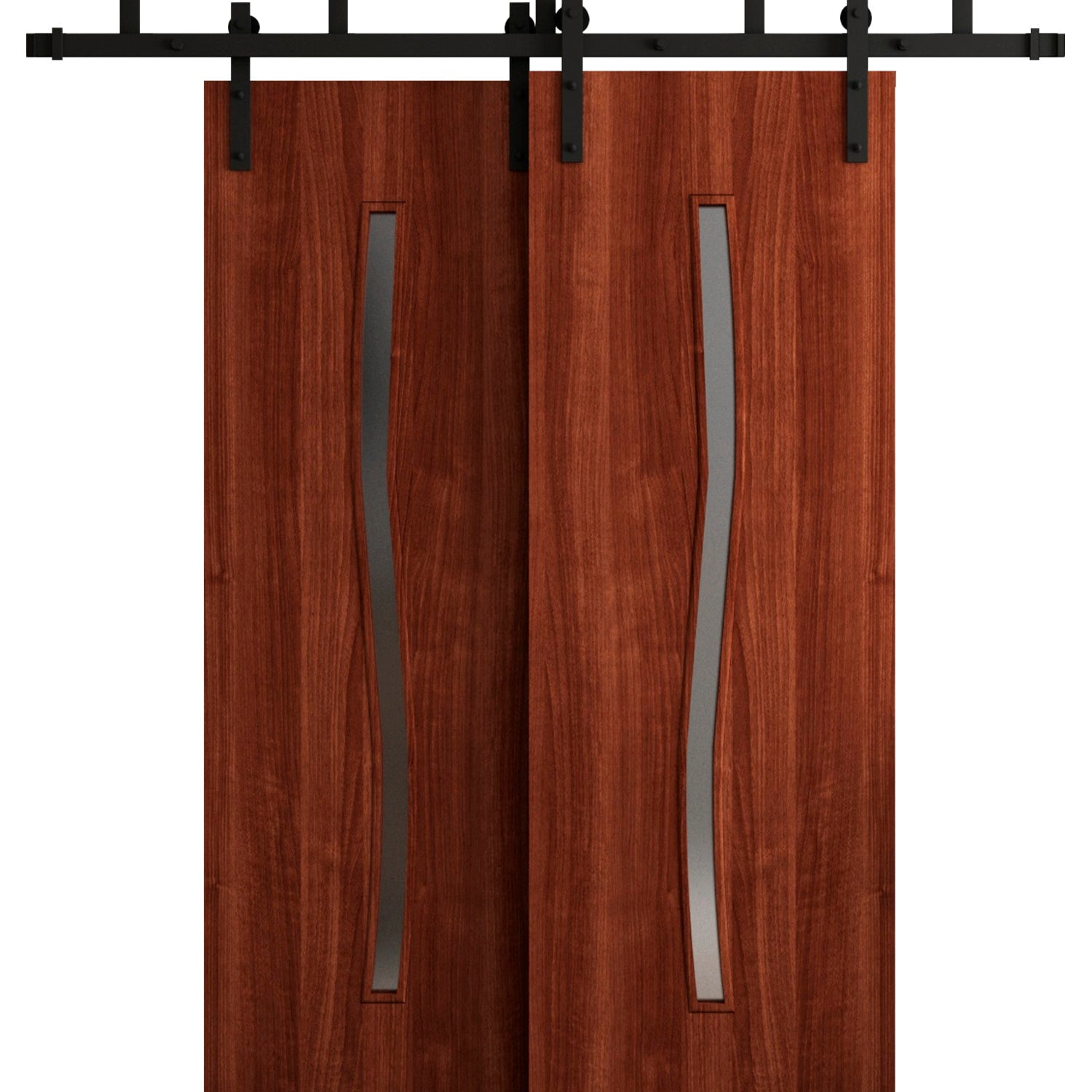 Sliding Closet Bypass Doors 48 x 84 in - LUNO 2003 Walnut - Rails