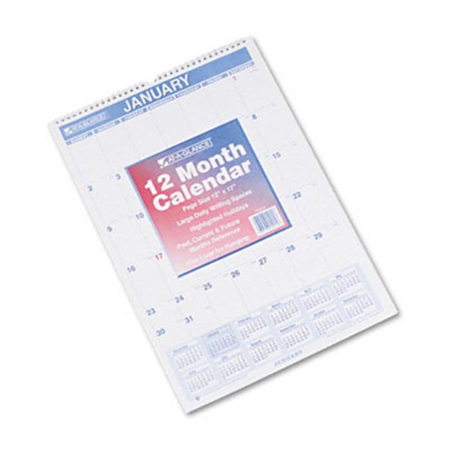 At-A-Glance PM228 Ruled Daily Blocks Monthly Wall Calendar January-December 12 x 17