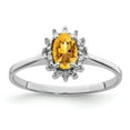 thumbnail image 4 of 925 Sterling Silver Rhodium Citrine Diamond Ring Size 8, 4 of 6