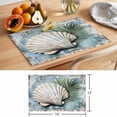 thumbnail image 6 of Blue Coastal Placemats Set of 4 Retro Botanical Beach Nautical Shell Place Mats Indoor Wipeable Table Mats Washable Cloth Dining Table Placemats for Kitchen Holiday Party Home Decor 13x19 Inch, 6 of 9
