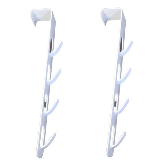 Metal Heavy Duty Set of 2 Space Saving Over The Door Hook Closet Storage Utility Multi Purpose Storage System by Dependable Industries (White)