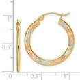 thumbnail image 4 of Primal Gold 14 Karat Yellow Gold with White and Rose Rhodium Diamond-cut Hoop Earrings, 4 of 4