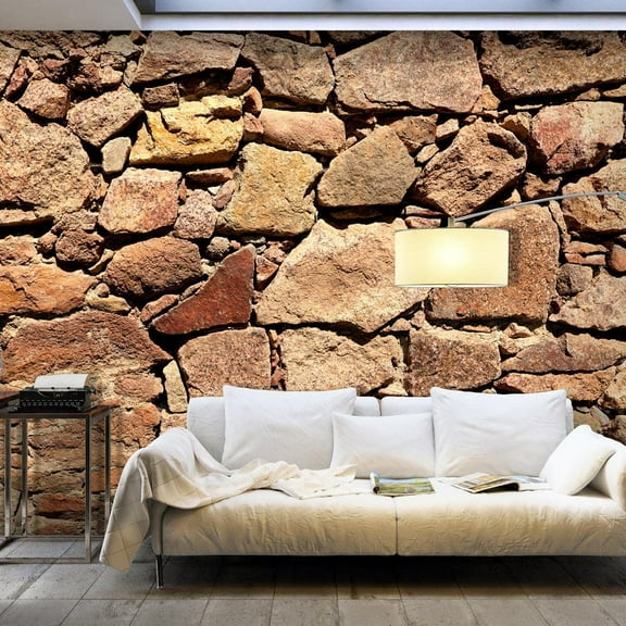 Tiptophomedecor Peel and Stick Wallpaper Wall Mural - Old Fortress Stone Wall - Removable Wall Decals