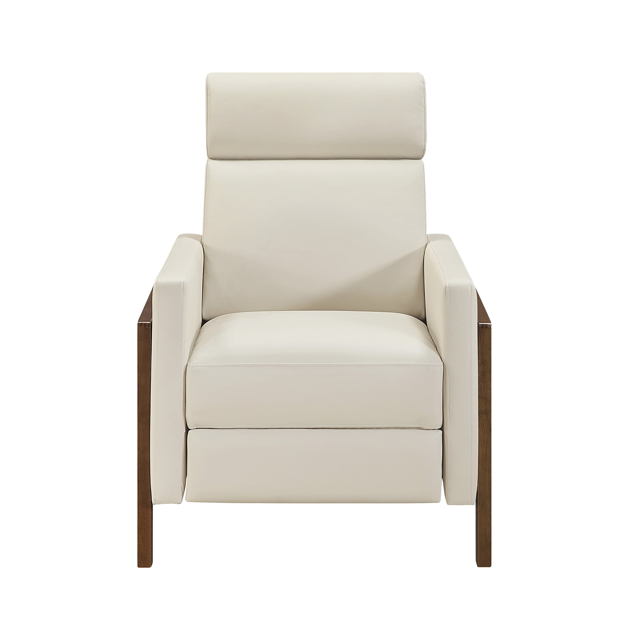 OakvillePark Velora Faux Leather Push Back Manual Reclining Chair, Light Beige