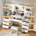 thumbnail image 2 of Richya Modern Makeup Vanity Desk with Lighted Mirror and Sturdy Stool,Makeup Table Sets with Drawers and Shelves, 2 of 7
