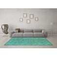 thumbnail image 3 of Ahgly Company Indoor Round Oriental Turquoise Blue Traditional Area Rugs, 5' Round, 3 of 4