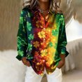 thumbnail image 4 of Tops de Manga Larga de las Mujeres Casual con Impresión Unisex Del Día de San Patricio, Blusa de Cuello Giratoria con Botones para el Uso Diario, 4 of 8